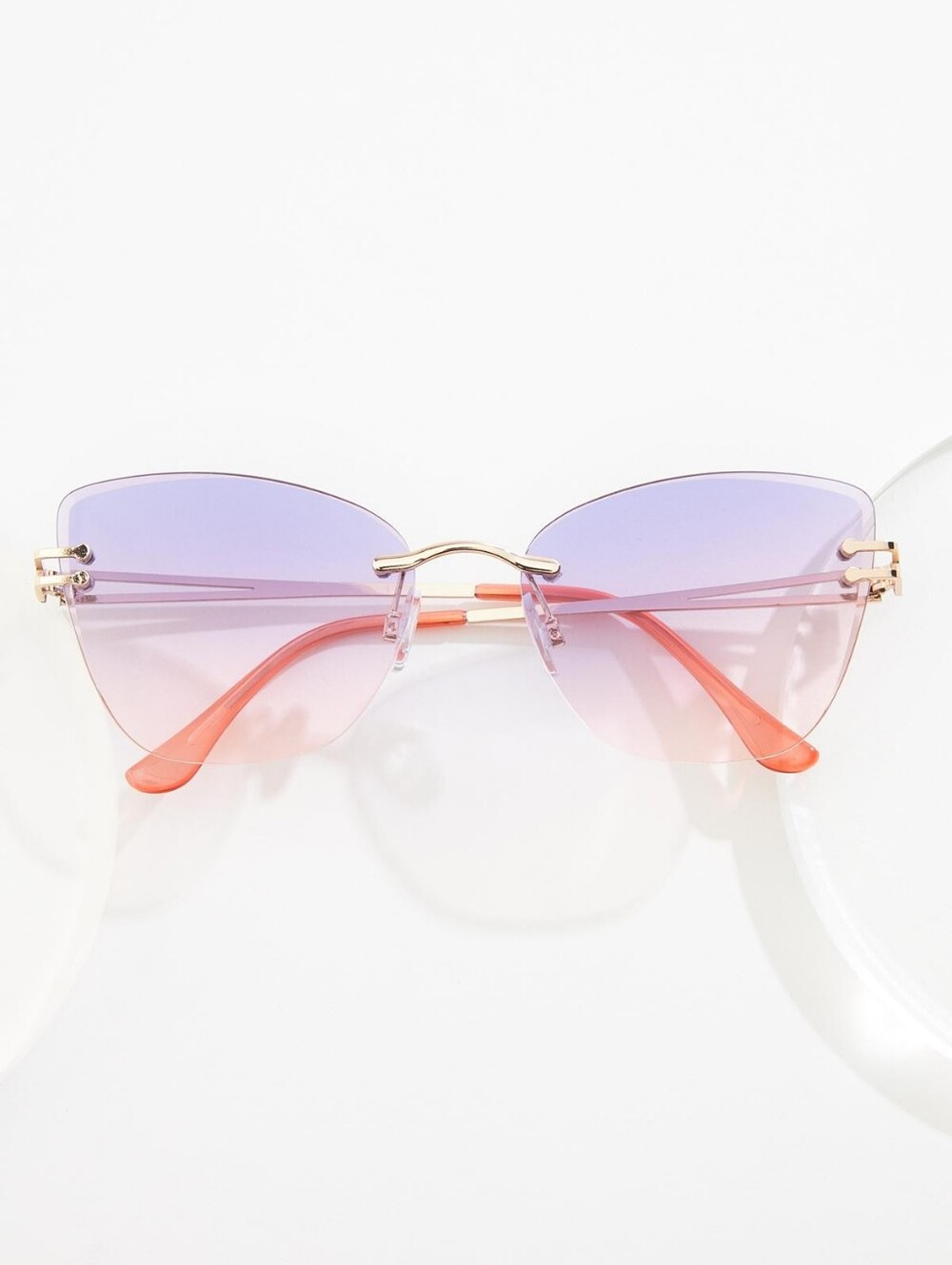 NWT Purple Tinted Cat Eye Rimless Sunglasses